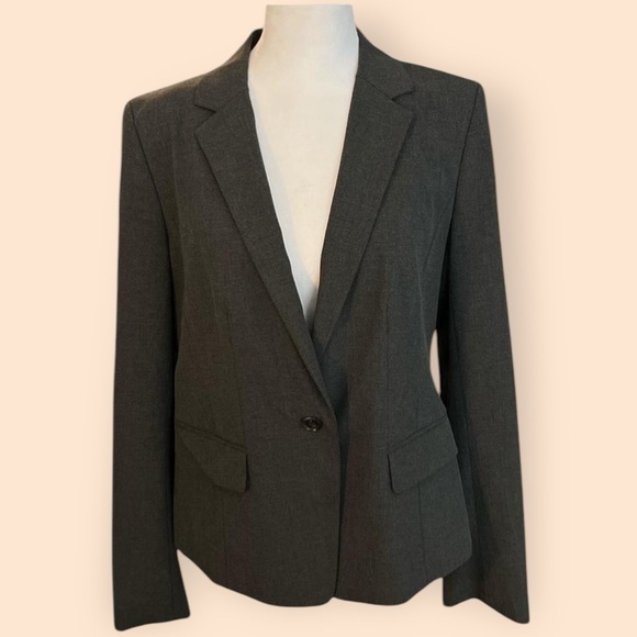ANN TAYLOR Grey Single Button Blazer - Picture 1 of 4